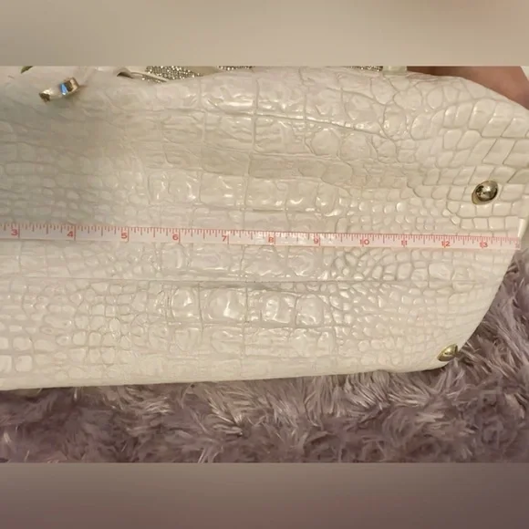 JIMMY CHOO Authentic Ivory Rhea Leather Croc Luxe Handbag - Picture 8 of 16